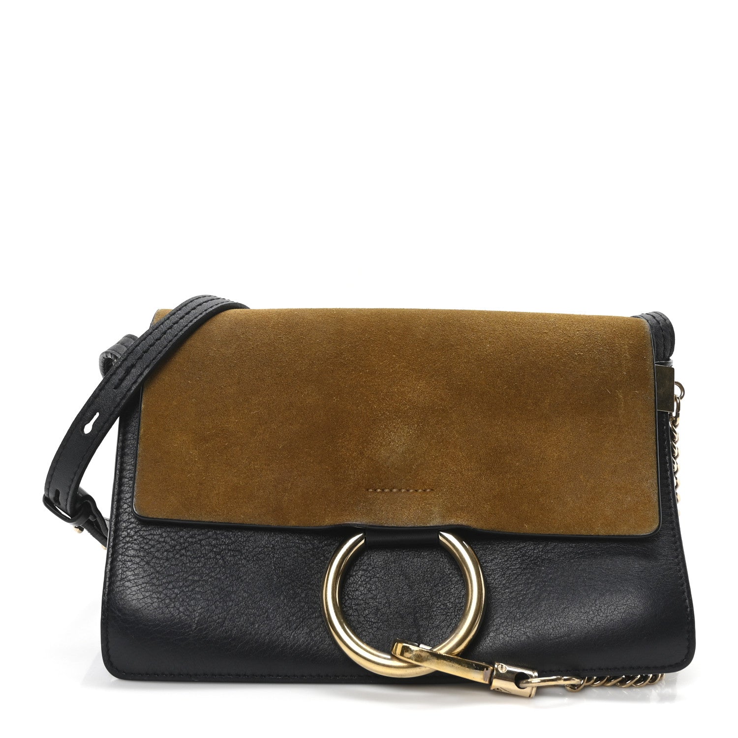 Chloe Suede Calfskin Small Faye Shoulder Bag Full Blue Mustard 1 of 9