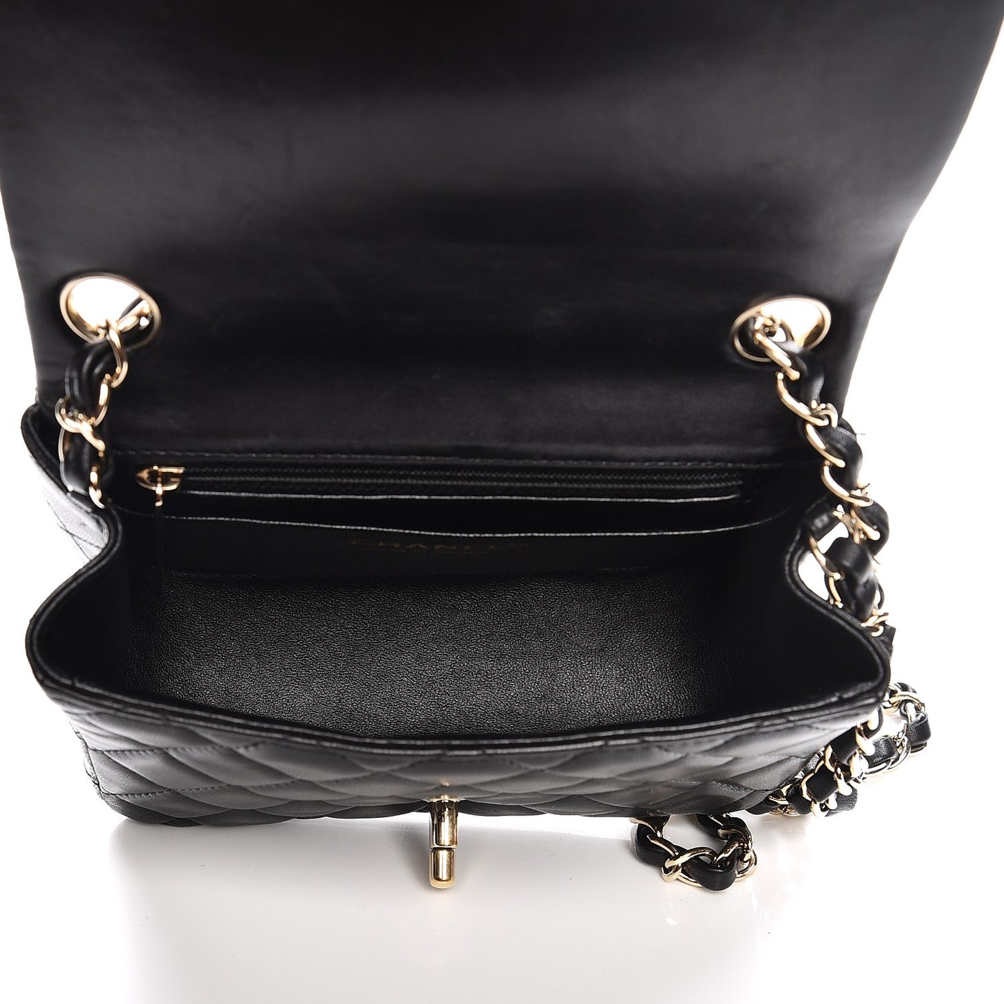 Lambskin Quilted Mini Square Flap Black