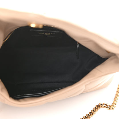 Saint Laurent Lambskin Quilted Toy Loulou Puffer Monogram Chain Satchel Nude Powder 4 of 9