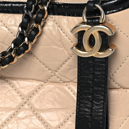 Chanel Aged Calfskin Quilted Small Gabrielle Hobo Beige Black 13 of 16