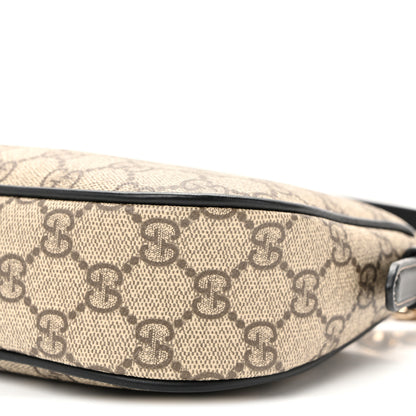 Gucci GG Supreme Monogram Textured Calfskin Small Emblem Shoulder Bag Beige Black 9 of 9