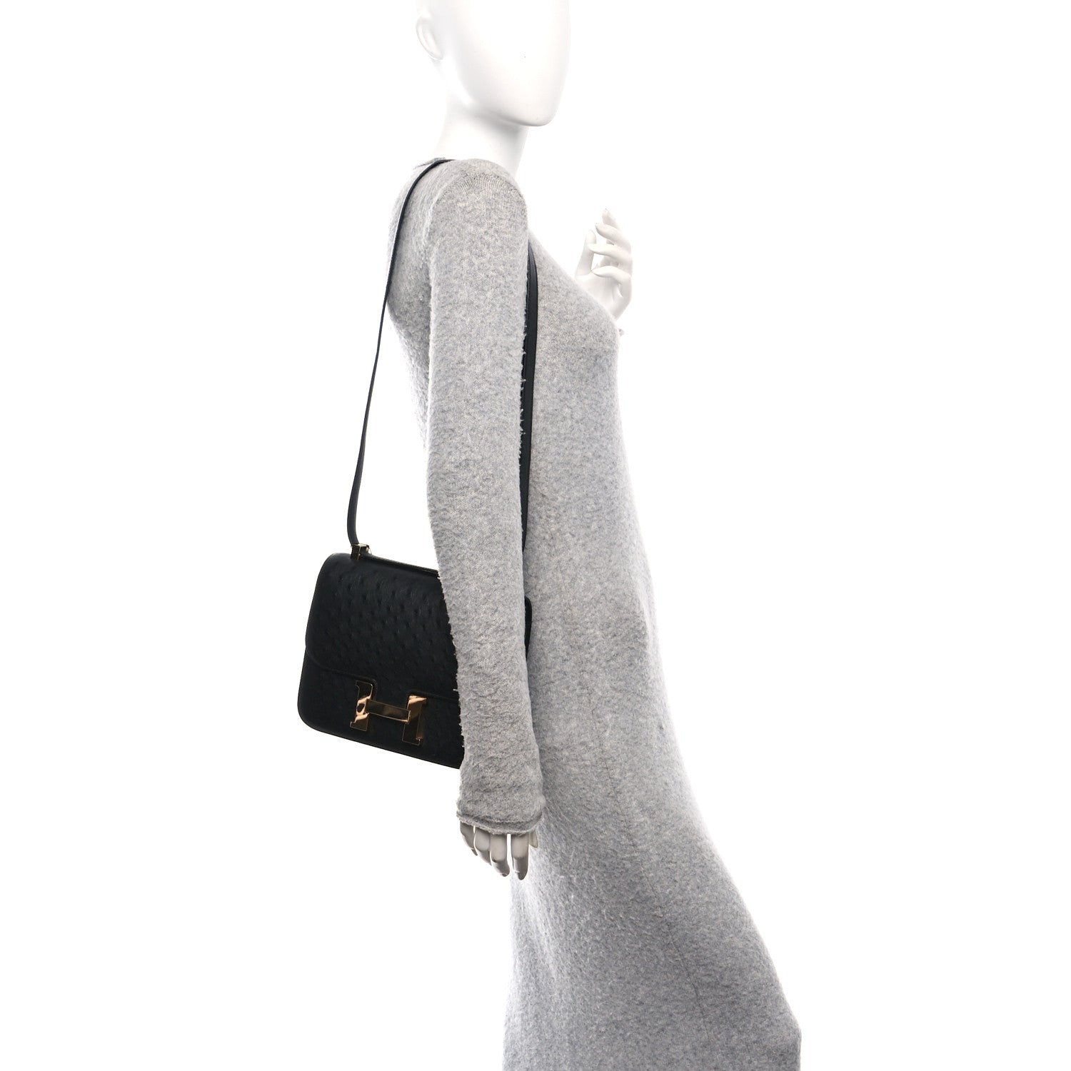 Hermes Ostrich Constance 24 Black 2 of 12