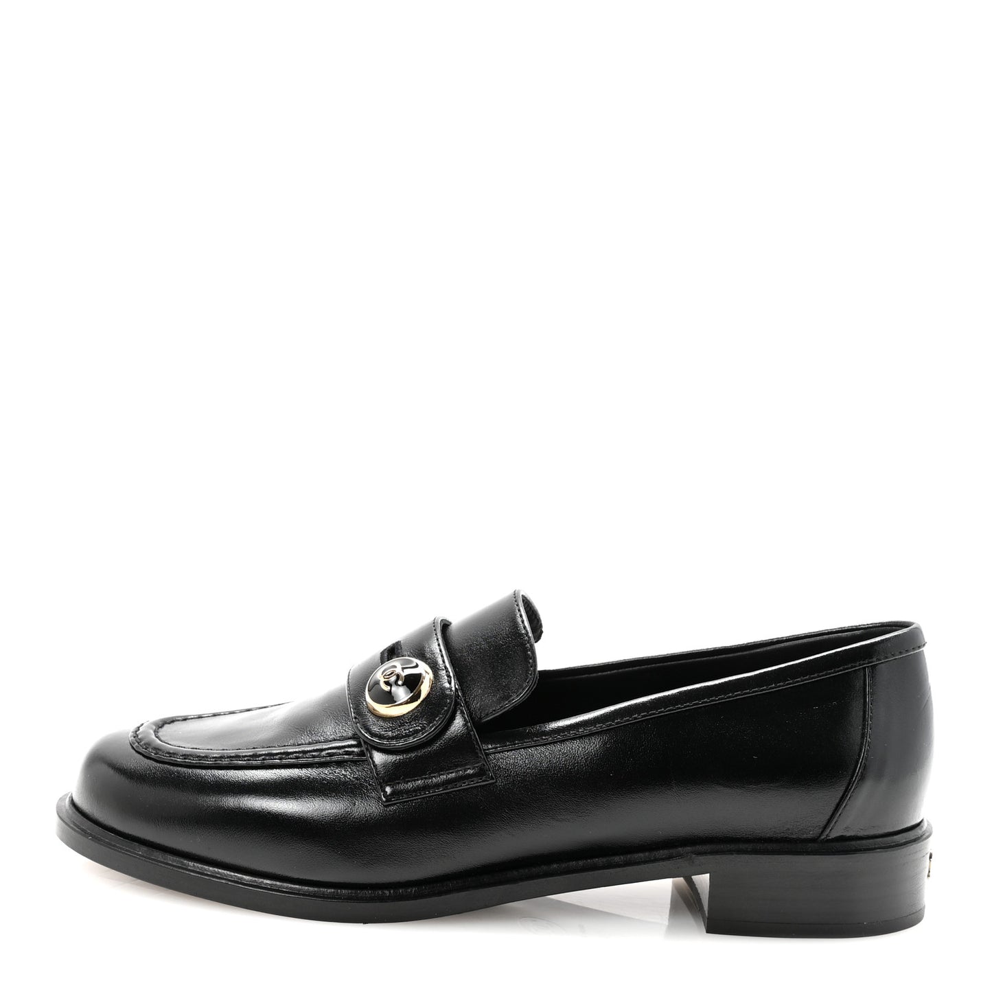 Shiny Calfskin CC Mocassin Loafers 38.5 Black