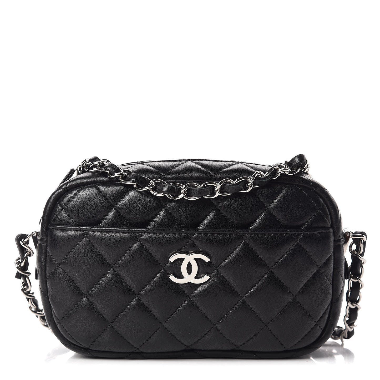 Lambskin Quilted Small Timeless Camera Case Black