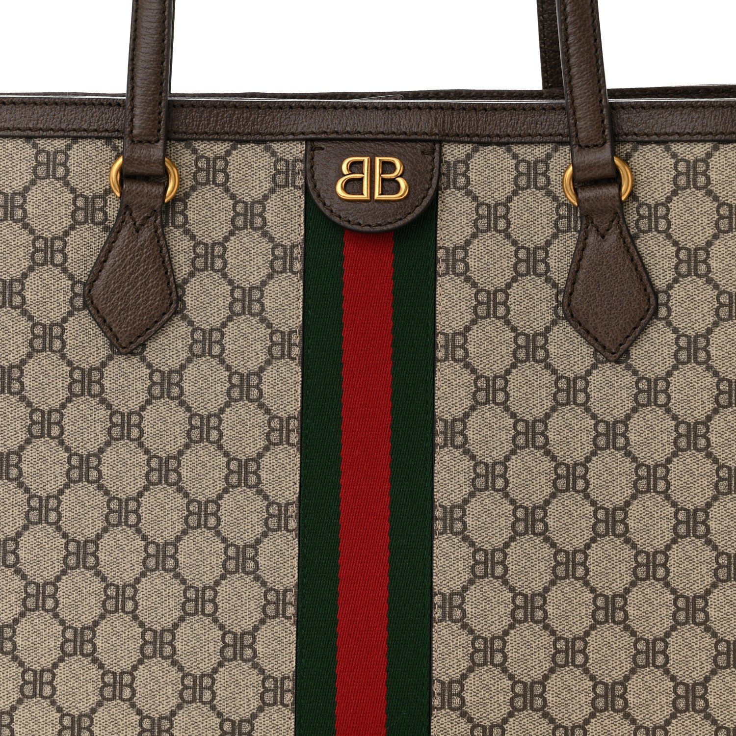 Gucci X BALENCIAGA BB Supreme Monogram Web Medium Ophidia Shopping Tote Beige New Acero 10 of 11