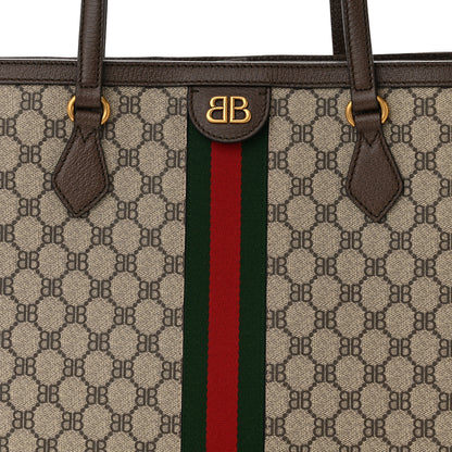 Gucci X BALENCIAGA BB Supreme Monogram Web Medium Ophidia Shopping Tote Beige New Acero 10 of 11