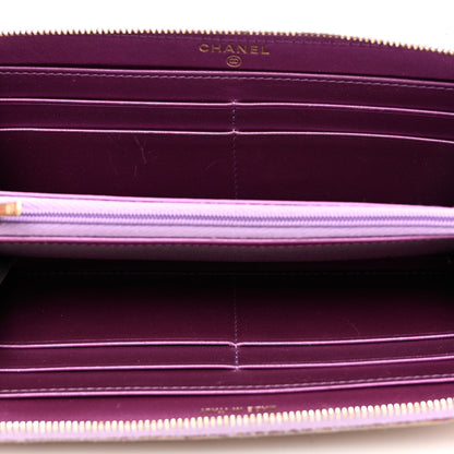 Chanel Iridescent Lambskin Quilted Large Gusset Zip Around Wallet Purple 5 of 11