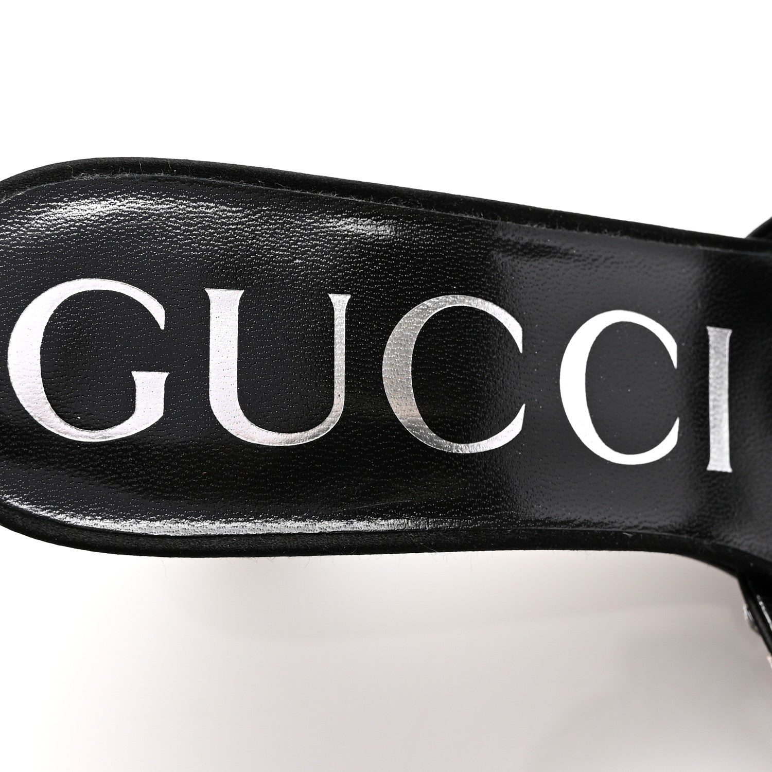 Gucci Satin Crystal 65mm Slide Sandals 36 Black 7 of 11