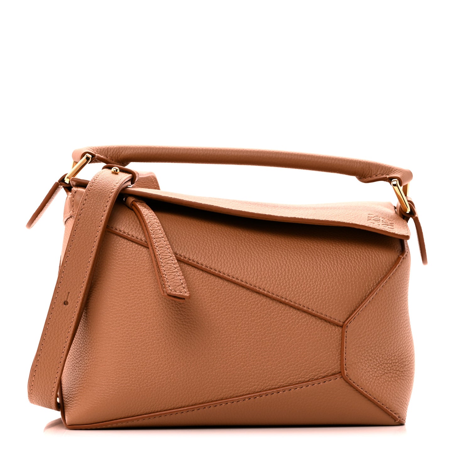 Grained Calfskin Small Puzzle Bag Toffee