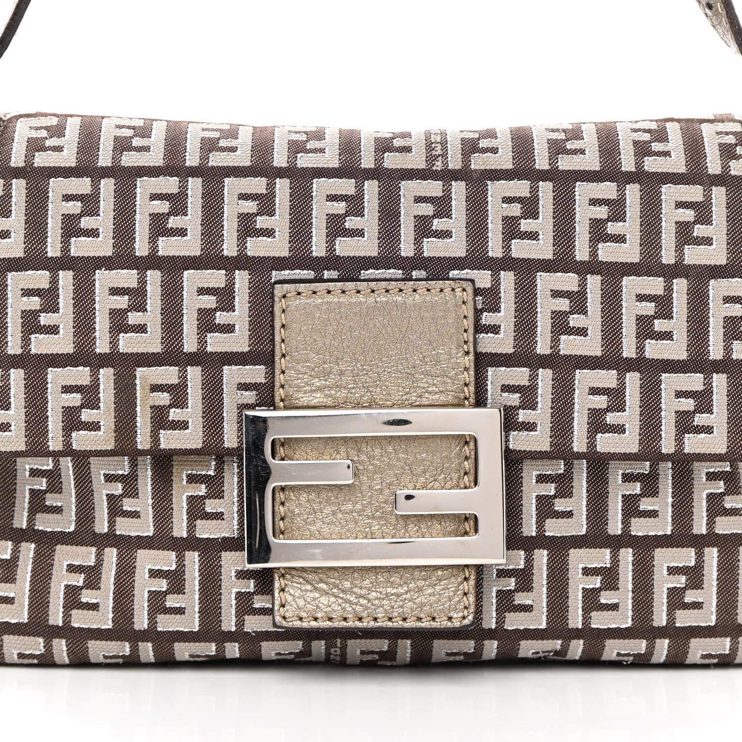Fendi Metallic Zucchino Mini Mama Baguette Caffe Argilla Canna di Fucile 8 of 13
