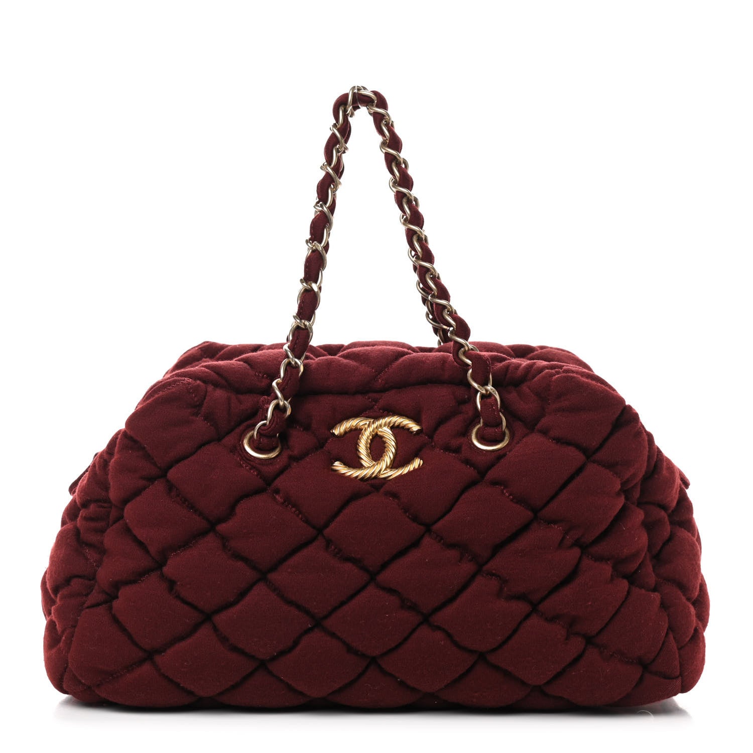 Chanel Jersey Bubble Quilt Bowler Bordeaux 1 of 11
