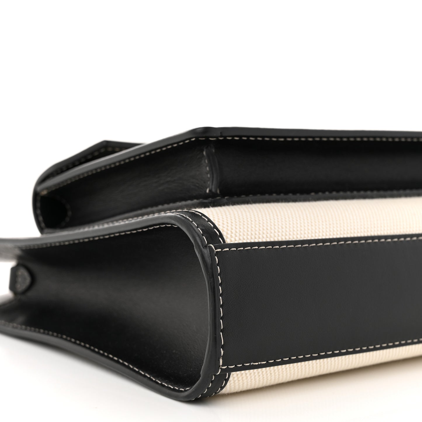 Canvas Smooth Calfskin Two Tone Mini Pocket Bag White Black