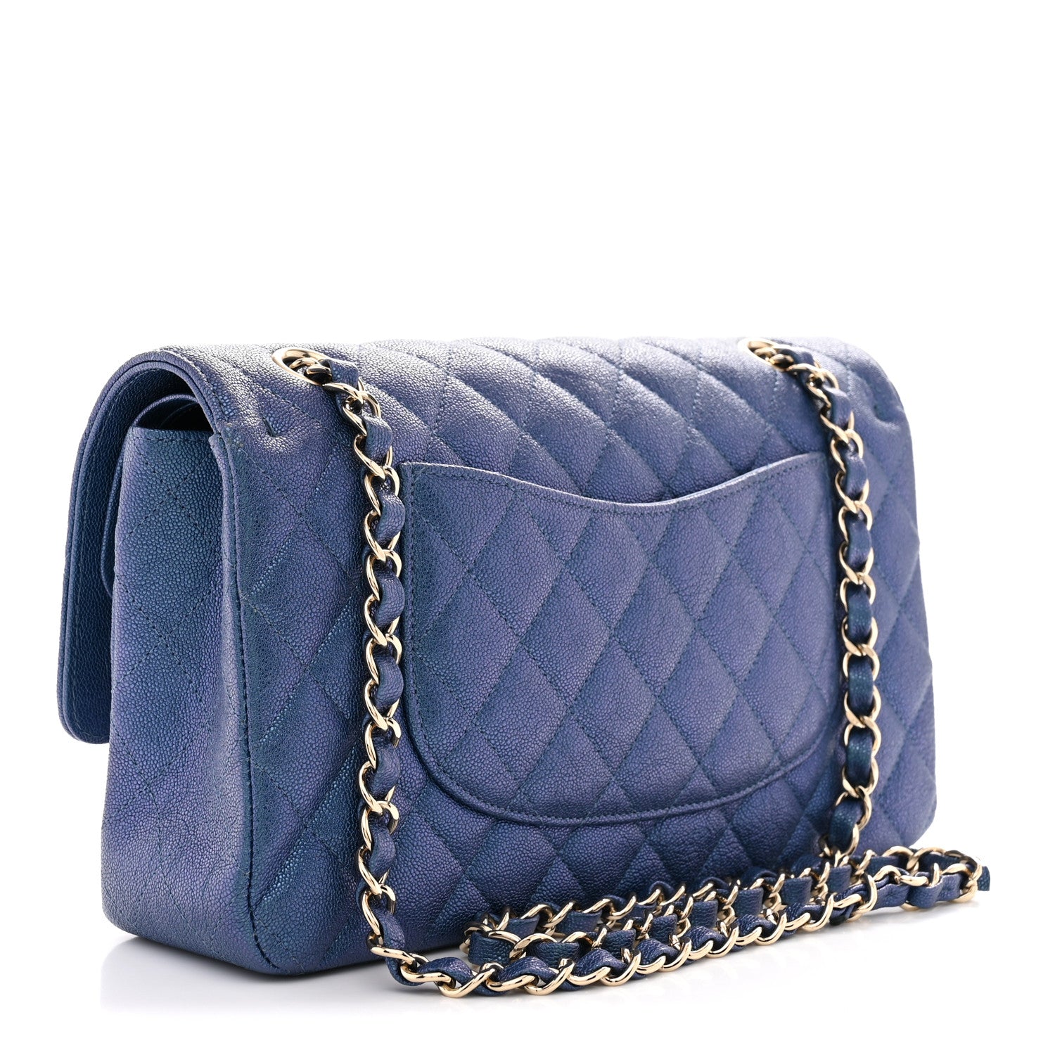 Chanel Iridescent Caviar Quilted Medium Double Flap Dark Blue 3 of 11
