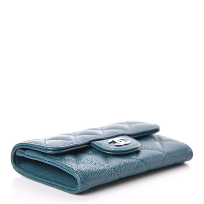 Chanel Caviar Quilted Flap Card Holder Dark Turquoise 4 of 8