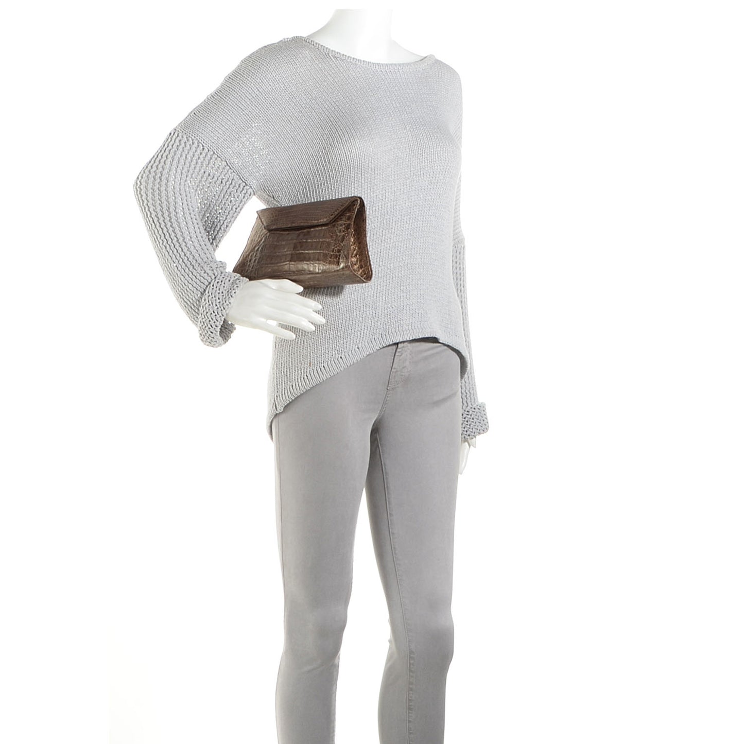Crocodile Envelope Clutch Bronze