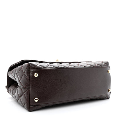 Chanel Caviar Quilted Small Coco Handle Flap Dark Brown 4 of 11