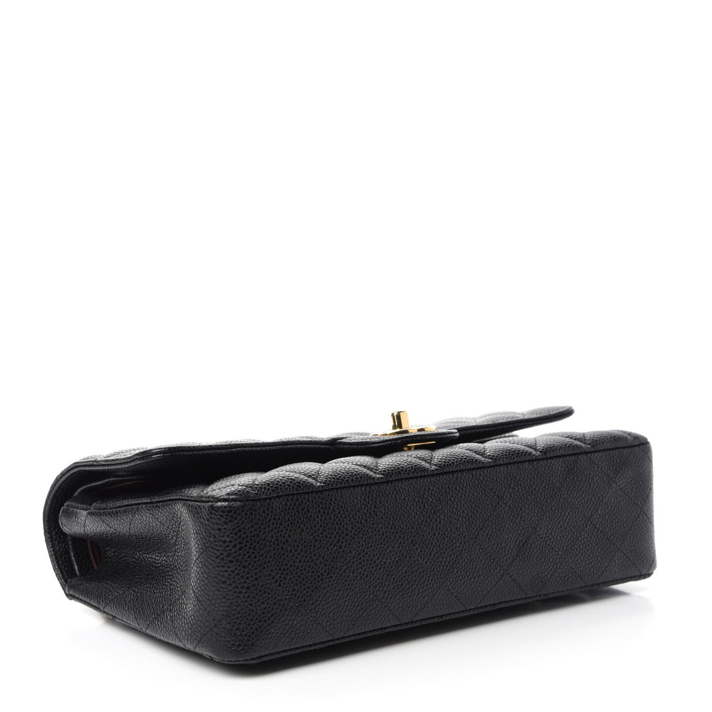 Caviar Quilted Medium Double Flap Black