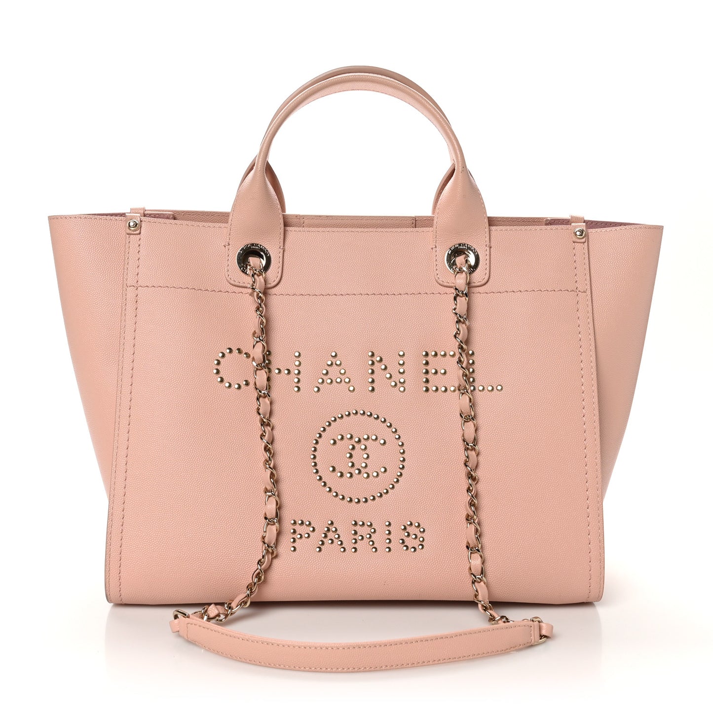 Caviar Small Studded Deauville Tote Light Pink