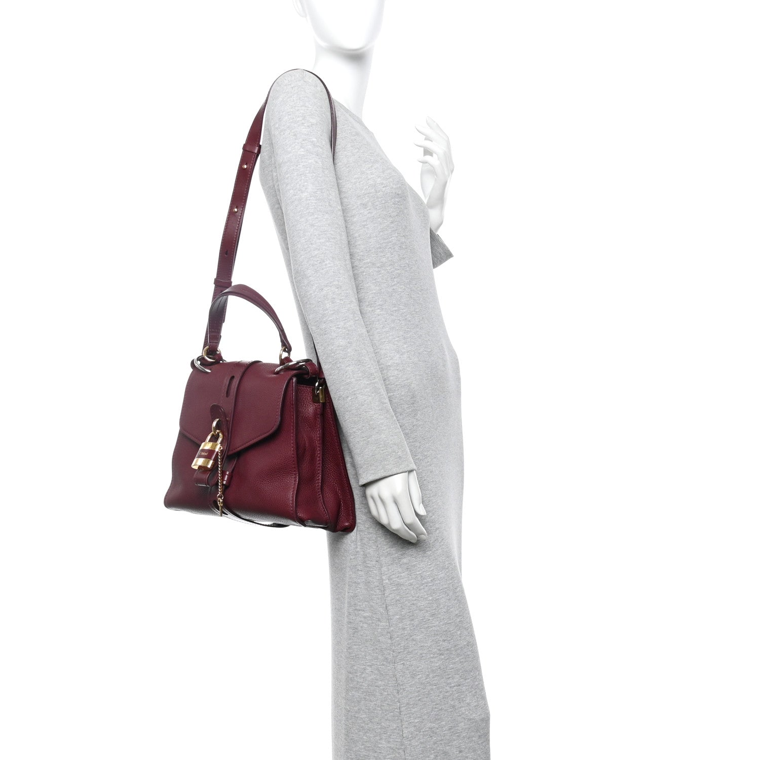 Chloe Grained Calfskin Medium Aby Day Shoulder Bag Red 2 of 9