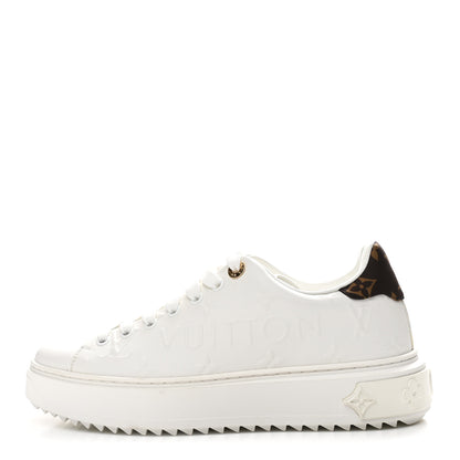 Louis Vuitton Calfskin Monogram Debossed Time Out Sneakers 37.5 White 1 of 10