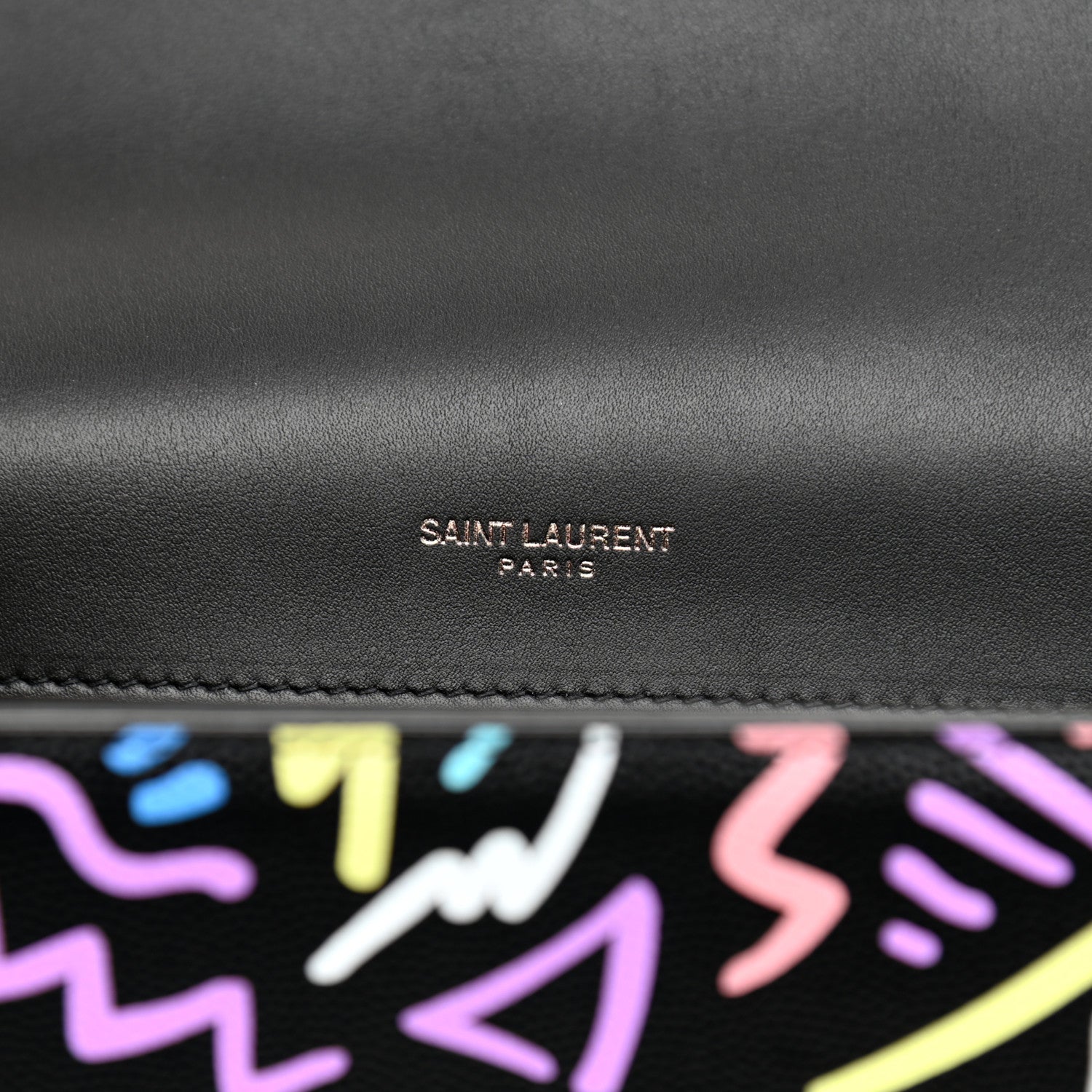 Saint Laurent Grain De Poudre Small Monogram Graphic Print Kate Satchel Black 6 of 10