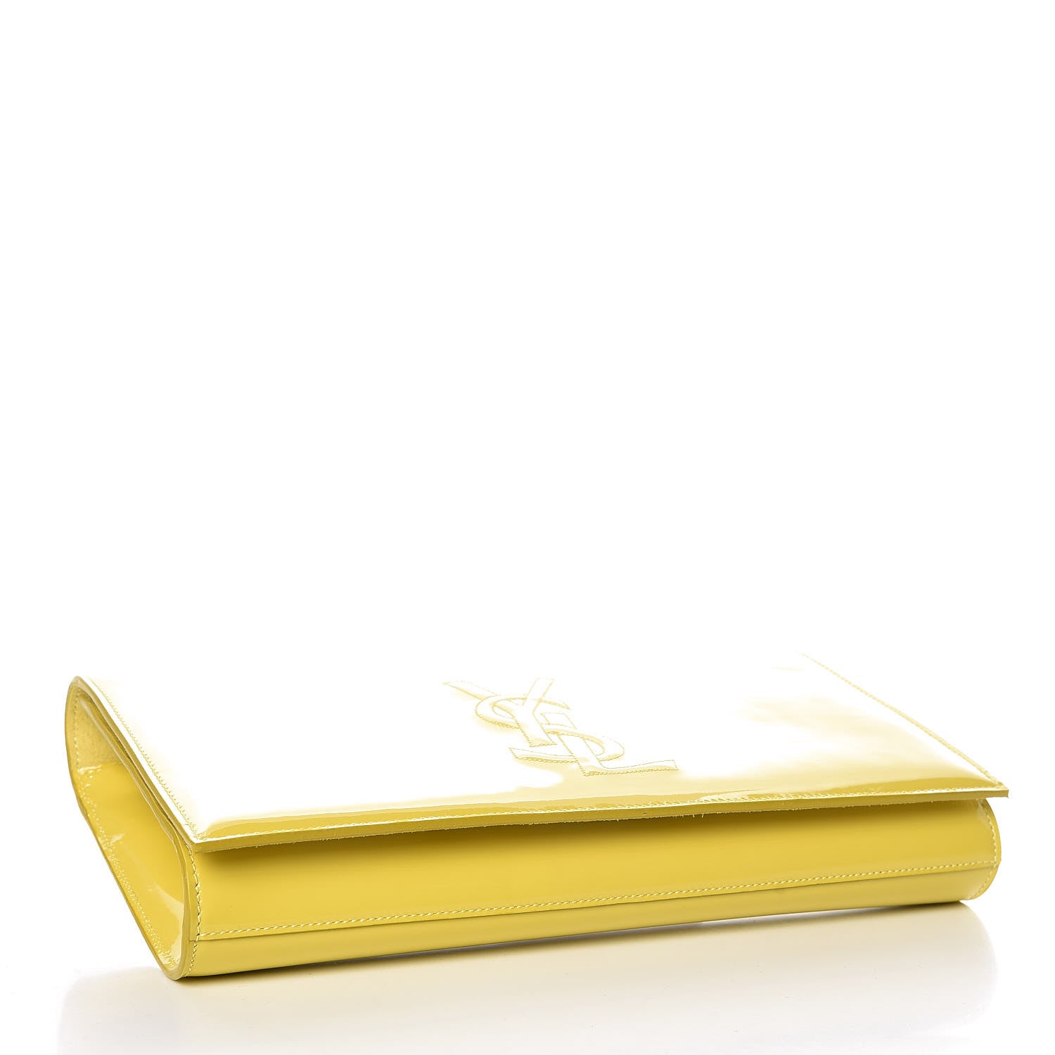 Saint Laurent Patent Calfskin Monogram Large Belle De Jour Clutch Yellow 4 of 7