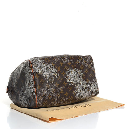 Louis Vuitton Monogram Dentelle Speedy 30 Silver 4 of 7