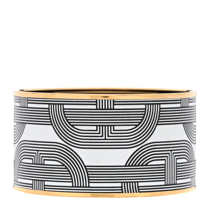Hermes Enamel Printed Circuit 24 Faubourg Extra Wide Bracelet 70 Black White 3 of 5