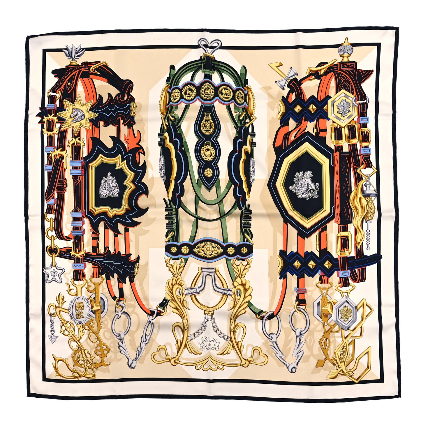 Silk Brides Et Destin Scarf 90 White Marine Multicolor