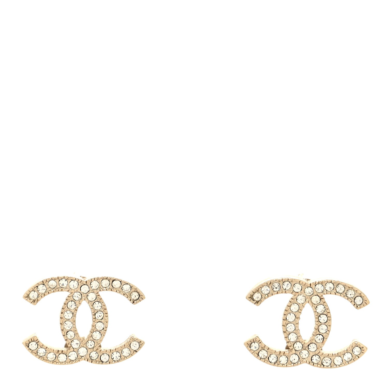 Chanel Crystal CC Earrings Gold 1 of 4