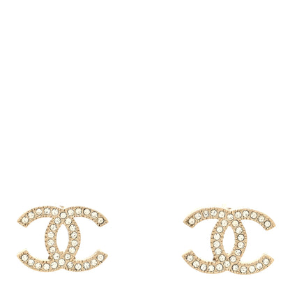 Chanel Crystal CC Earrings Gold 1 of 4