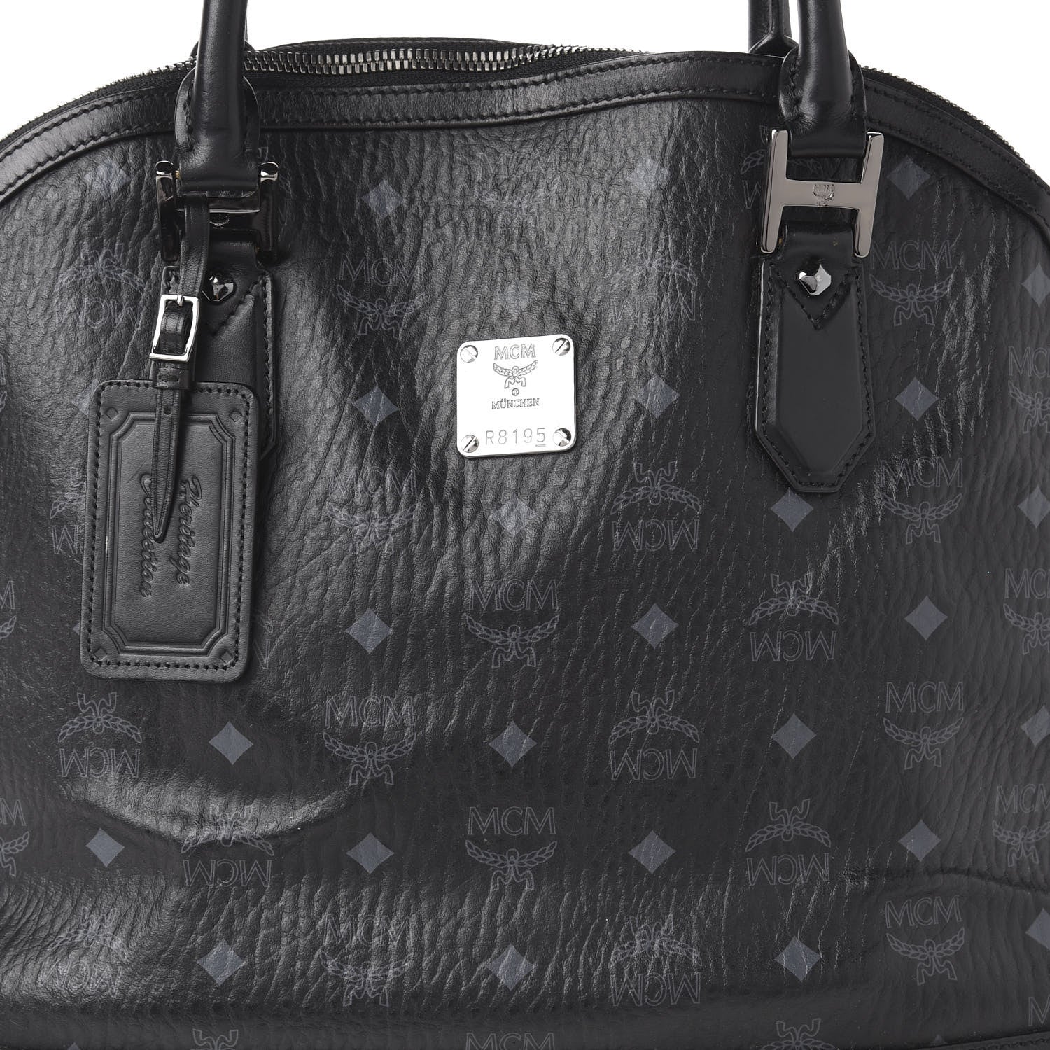 MCM Visetos Heritage Bowler Bag Black 6 of 11