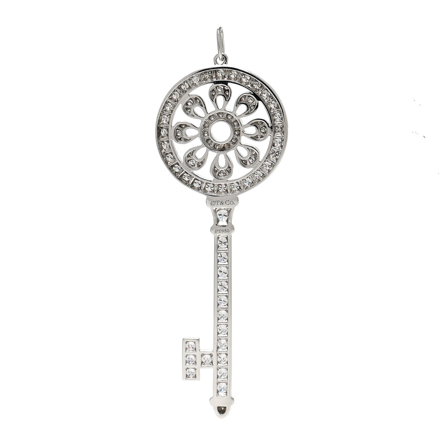 Platinum Diamond Petals Key Pendant