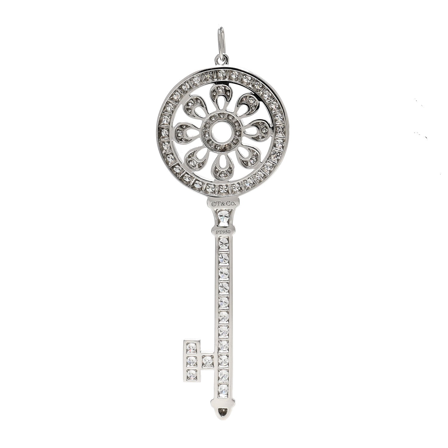 Tiffany Platinum Diamond Petals Key Pendant 3 of 5