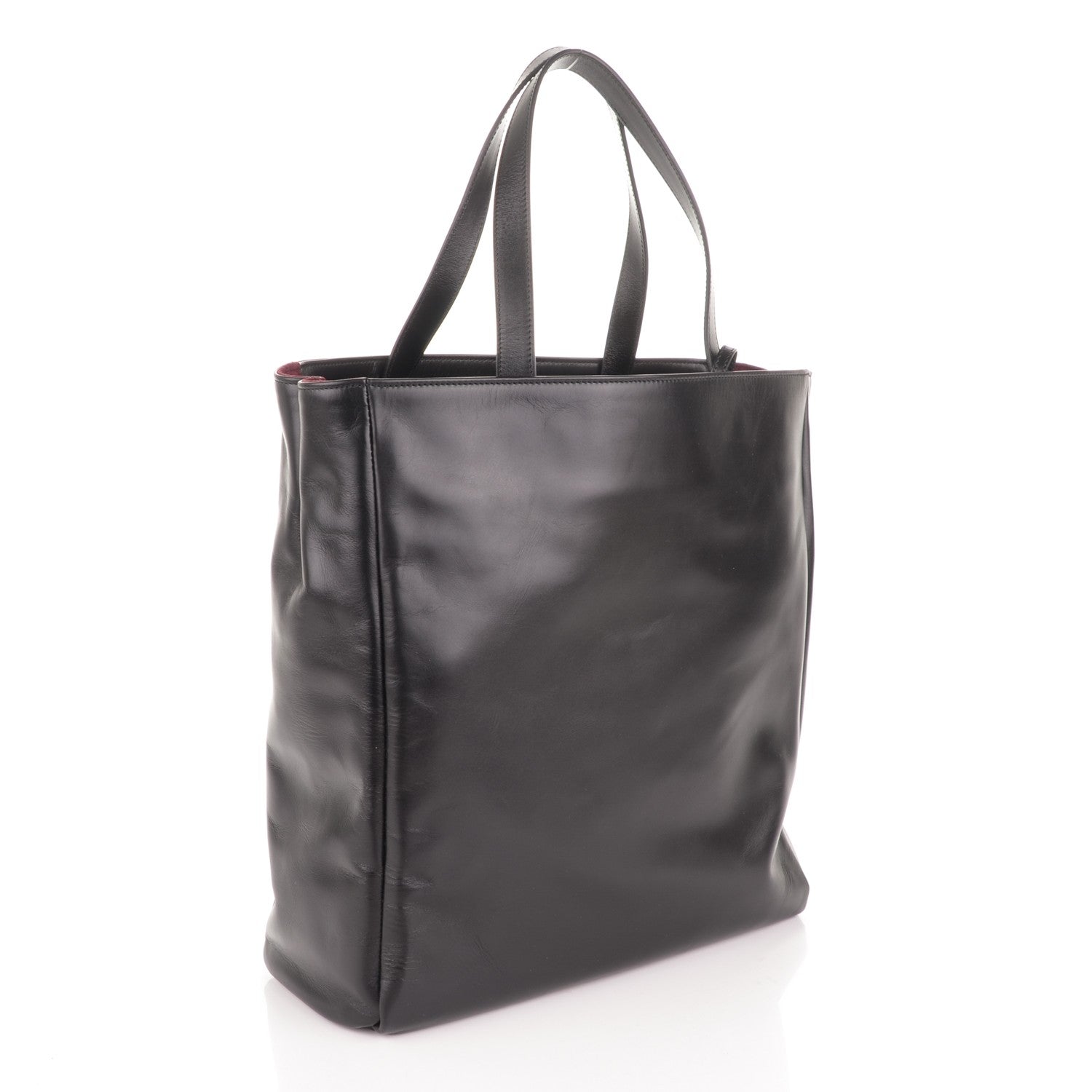 Saint Laurent Calfskin Suede North South Reversible Shopping Tote Black Amarena 5 of 9
