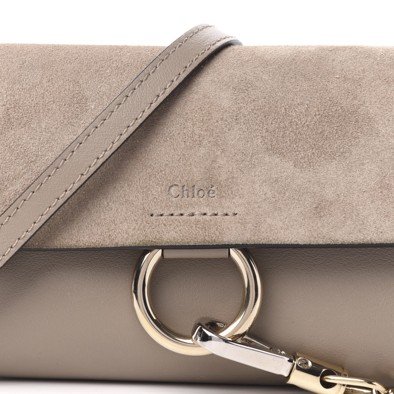 Chloe Suede Calfskin Mini Faye Shoulder Bag Motty Grey 10 of 10
