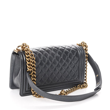 Chanel Metallic Calfskin Quilted Medium Boy Flap Grey 2 of 9