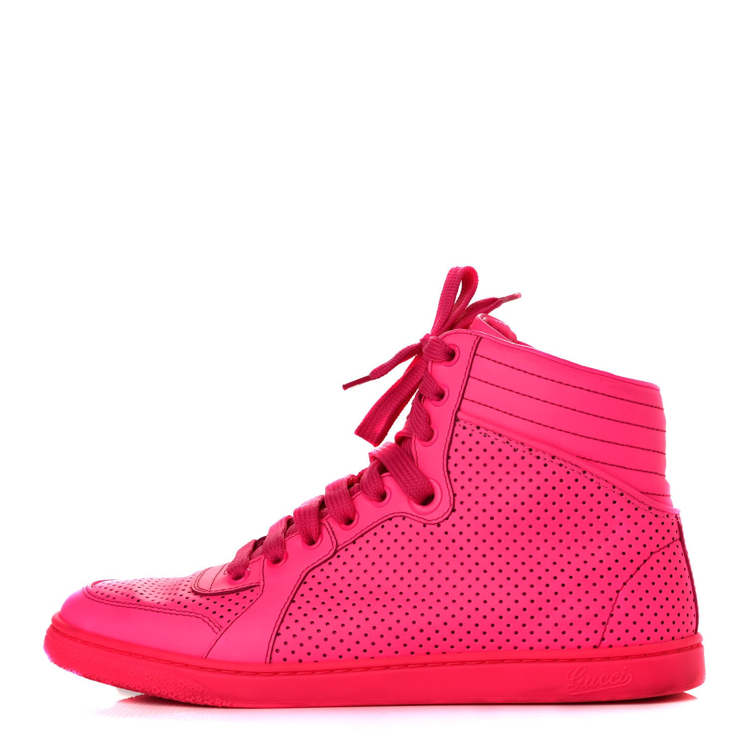 Gucci Calfskin Coda High Top Sneakers 36.5 Neon Pink 1 of 5
