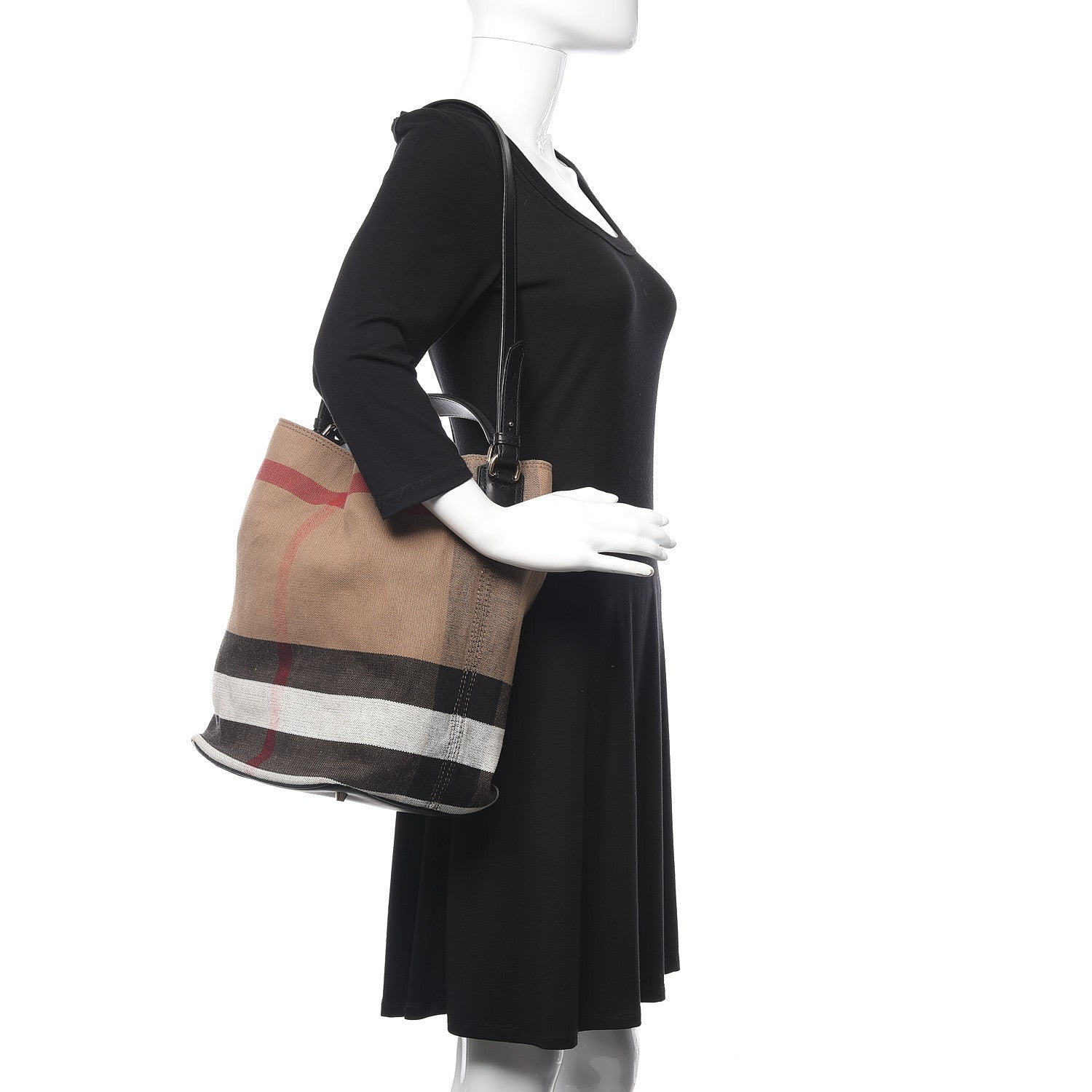 Burberry Canvas Mega Check Medium Ashby Hobo Saddle Black 2 of 10