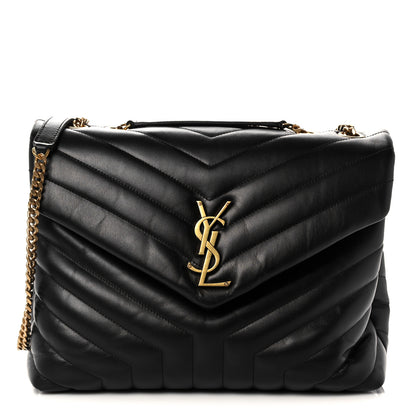 Saint Laurent Calfskin Y Quilted Monogram Medium Loulou Chain Satchel Black 1 of 9