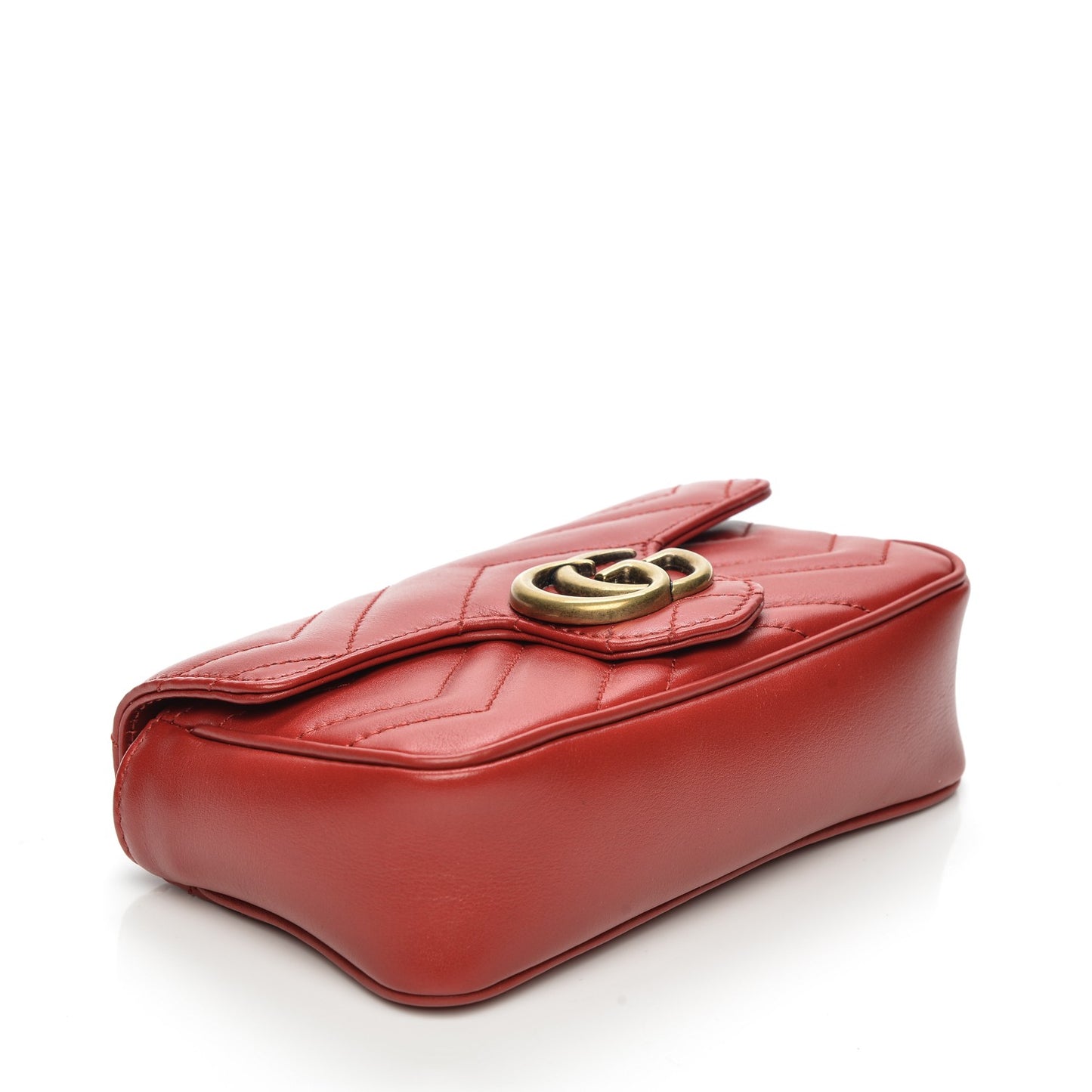 Calfskin Matelasse Super Mini GG Marmont Shoulder Bag Hibiscus Red