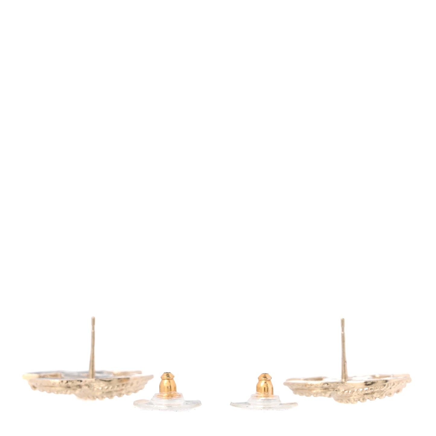 Metal Textured CC Earrings Gold