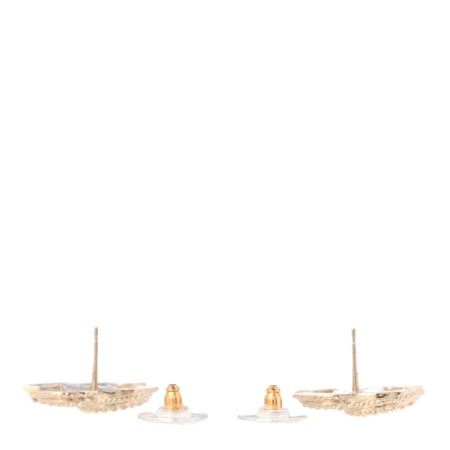 Chanel Metal Textured CC Earrings Gold 3 of 5
