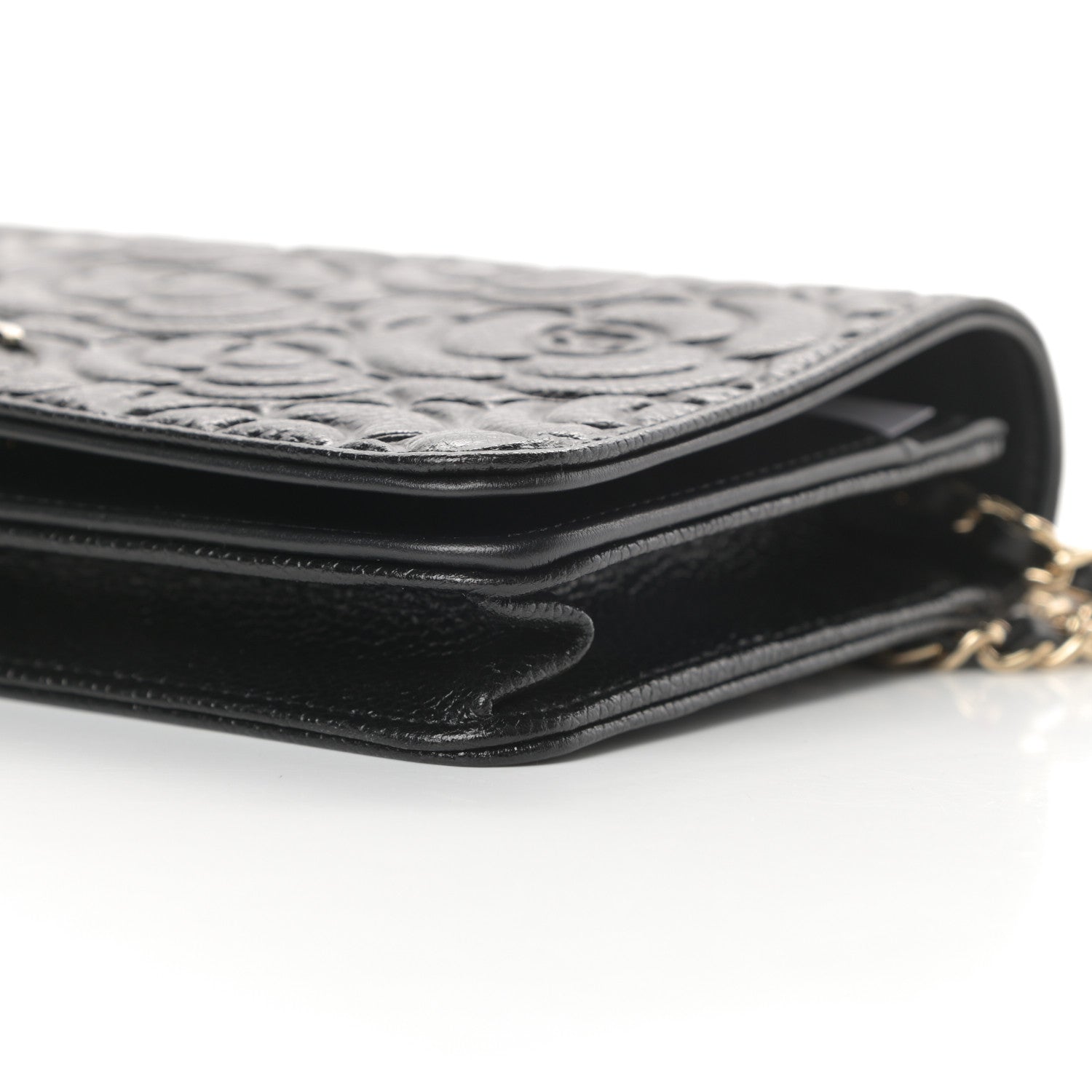 Chanel Caviar Camellia Embossed Wallet On Chain WOC Black 11 of 13