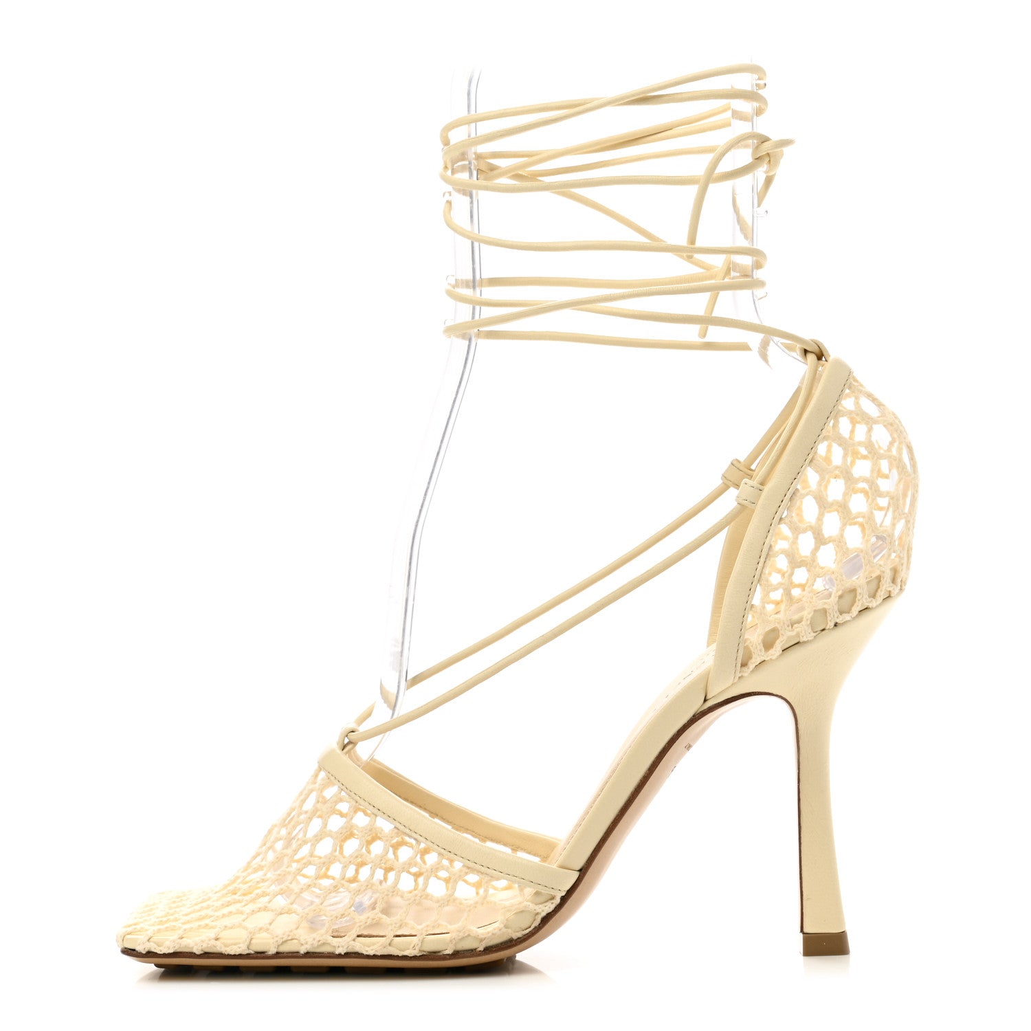 Bottega Veneta Mesh Nappa Stretch Ankle Tie Sandals 38.5 Toile 1 of 9