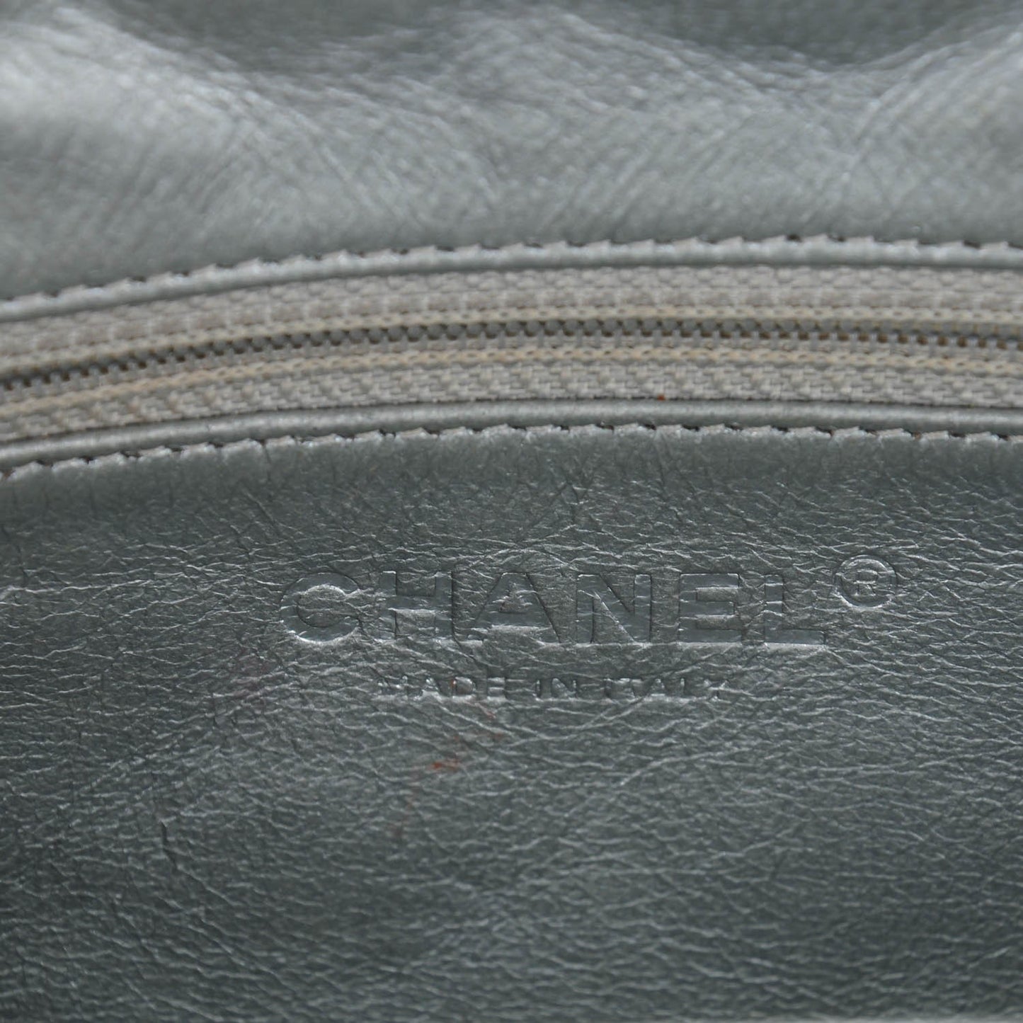 Metallic Aged Calfskin Quilted Timeless Clutch Silver