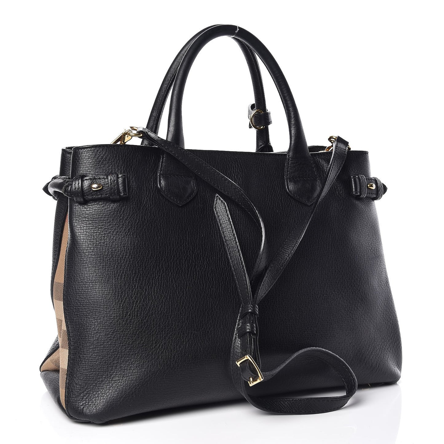 Smooth Calfskin Medium Banner Tote Black