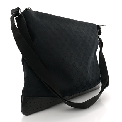 Gucci Monogram Calfskin Perforated Medium Flat Messenger Bag Black 3 of 12
