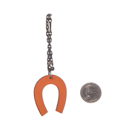 Hermes Epsom Lucky Horseshoe Bag Charm Graphite Orange 2 of 4