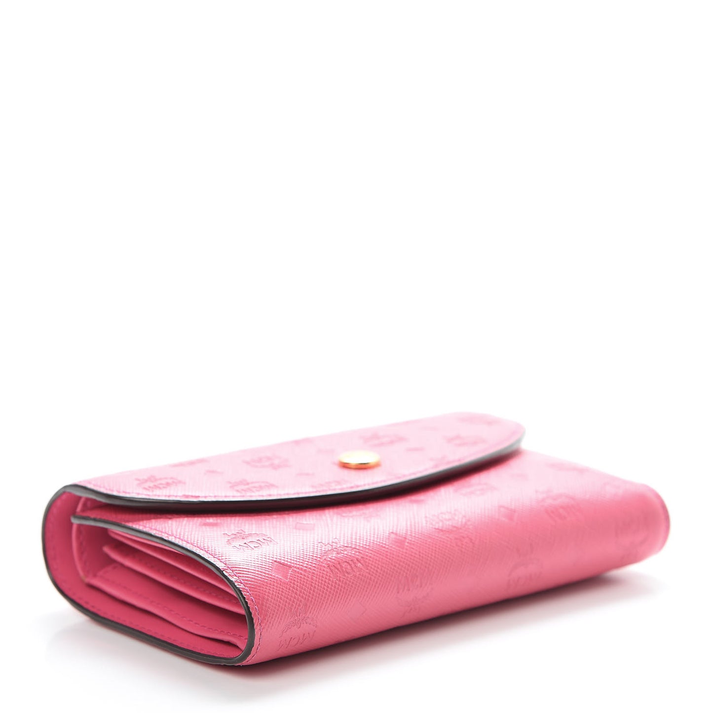 Embossed Saffiano Tri-Fold Flap Wallet Pink